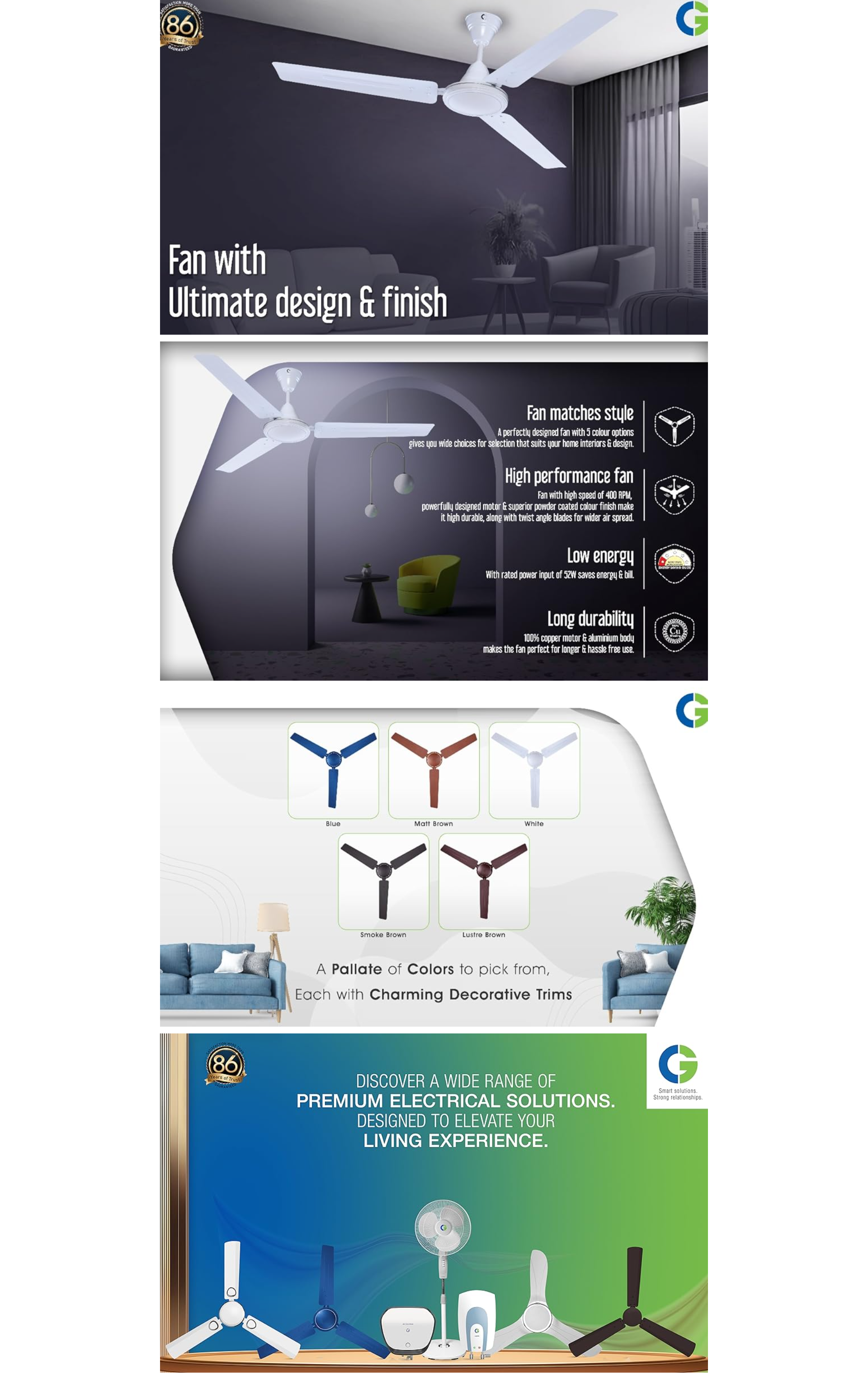 CG Tulipair | 1200mm Ceiling Fan | BEE 1 Star | High Speed Fan (48CGTULIPAIRNEO1S)