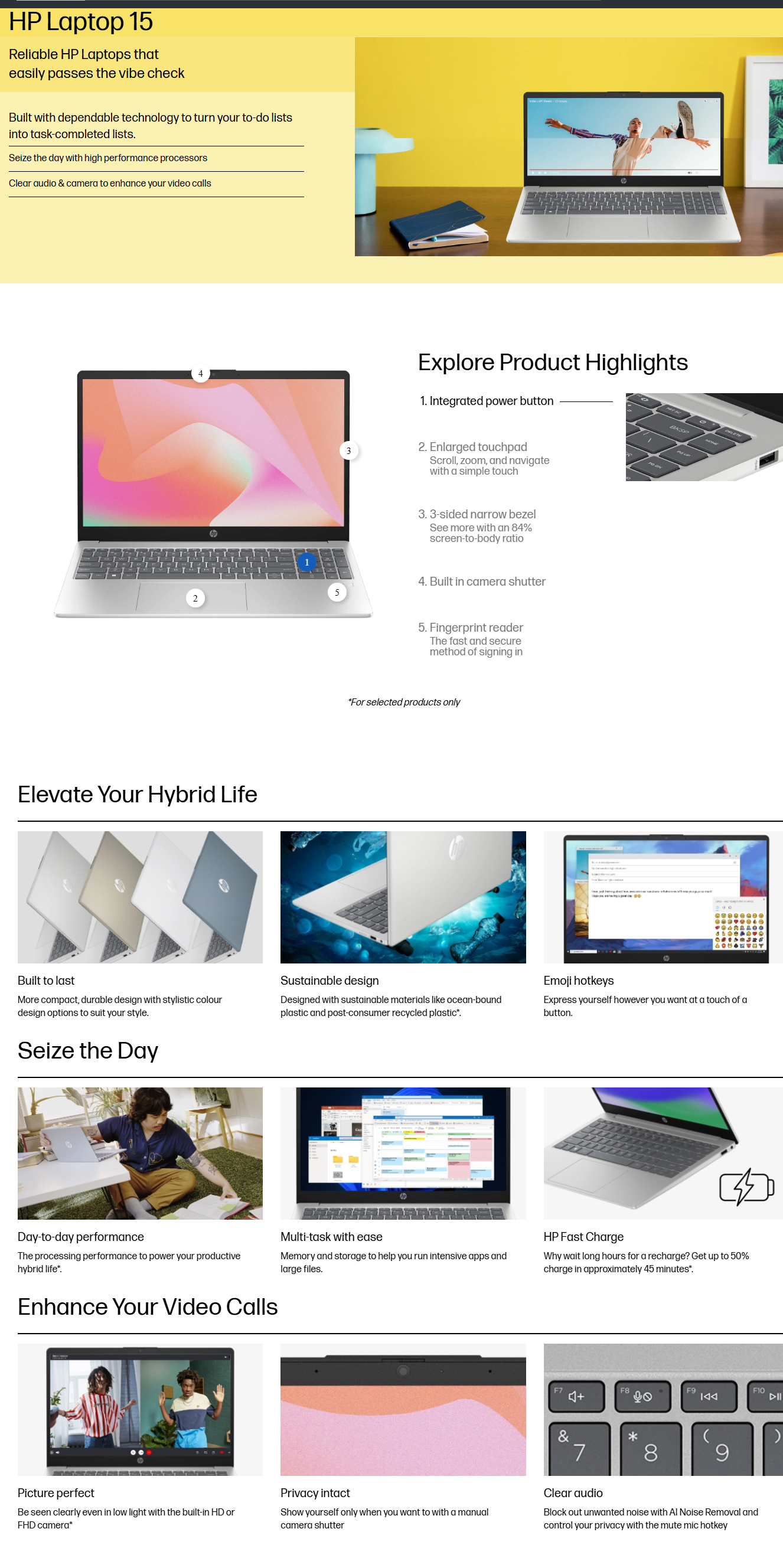 HP AMD Ryzen 5 Thin & Light Laptop (16GB, 512GB SSD, Windows 11 Home, 15.6 inch Full HD Display, Natural Silver, HP15FC0389AUR5)