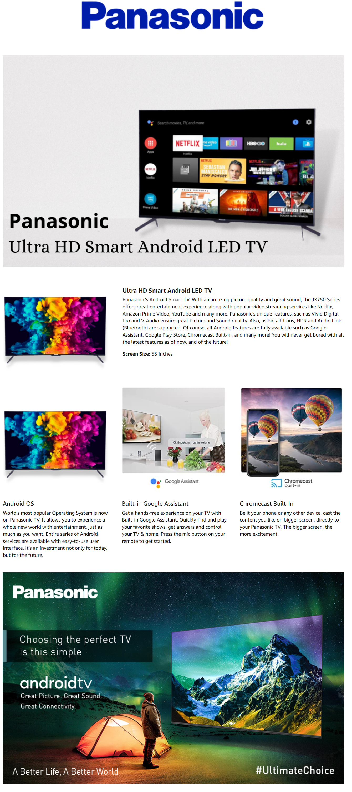 Panasonic 139 cm (55 inch) Ultra HD (4K) LED Smart Google TV (TH55MX740DX)