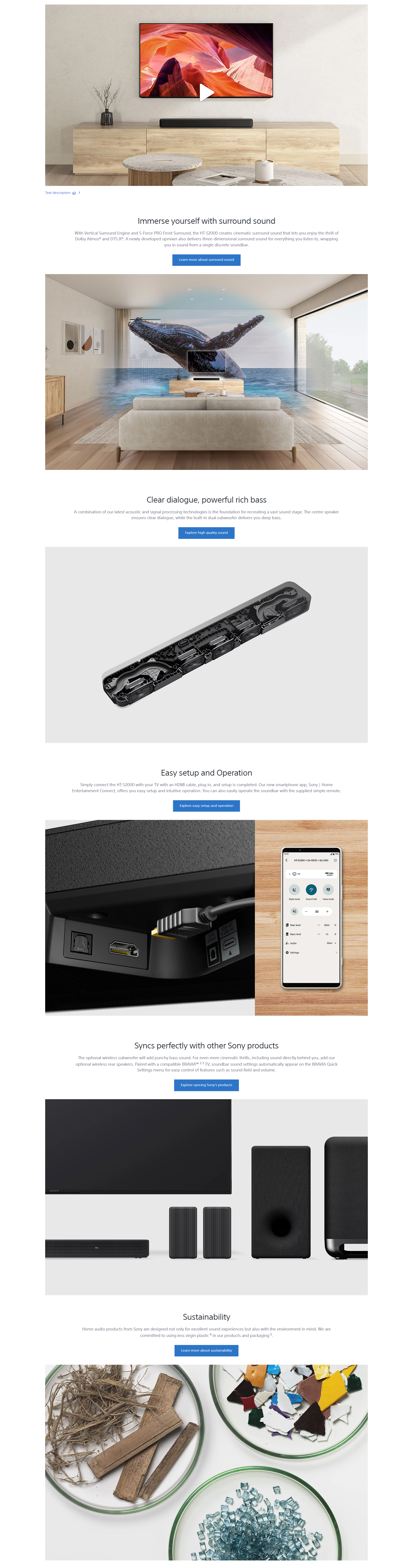 Sony 250W Bluetooth Soundbar Home Theatre with Remote Bluetooth Connectivity (HTS2000)