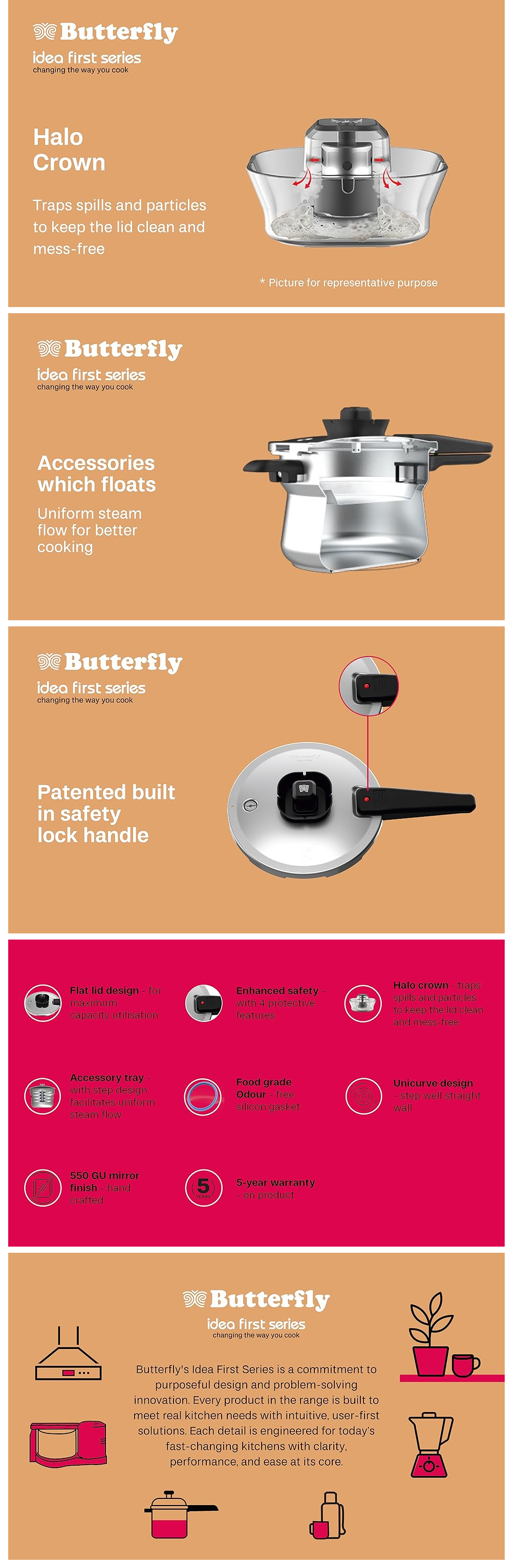 Butterfly Duo Curve Pressure Cooker 5 L Outer Lid Pressure Cooker (5LDUOCURVESS)