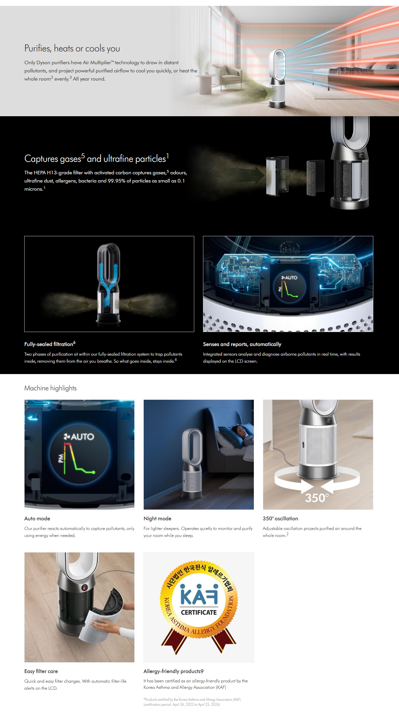 Dyson Air Purifier Hot+Cool Gen1-HP10 Air Multiplier Technology Air Purifier (350 Degree Oscillation, DYSHOTCOOLGEN1HP10)