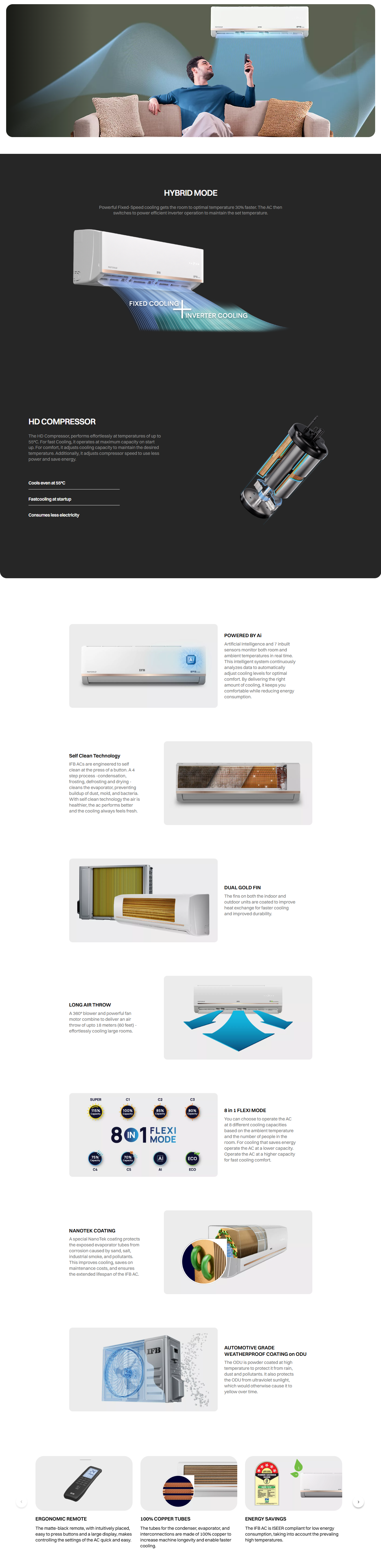 IFB Fastcool 1.5 Ton 5 Star Air Conditioner with 8 in 1 Flexi mode (GD Series, 1.5TCI195GD5SIU)
