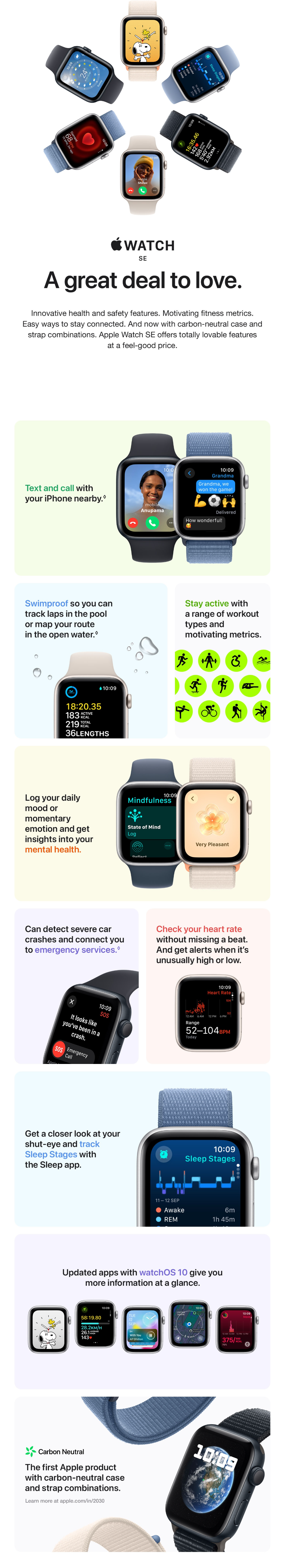Apple Watch SE (40mm, GPS) Midnight Aluminium Case with Midnight Sport Band - S/M (IWSEGPS40MMMIALMR9X3)