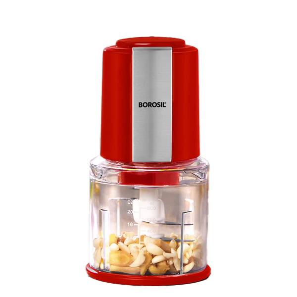 Borosil Chef Delite 300 Watts Electric Vegetable Chopper with Dual Blade (Red, BRSCHEFDELITE300W)