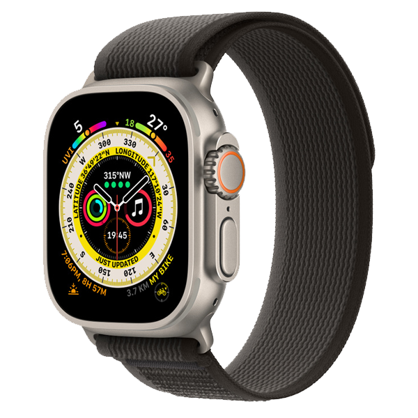 Apple Watch Ultra 49 mm Titanium Case with S/M Black/Grey Trail Loop (GPS + Cellular) (IWULTRAGPSCEL49MMTGB)