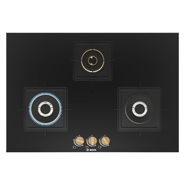 Bosch Built in Gas Hob Black Tempered glass Glass 3 Burner (PND7B6F20I)