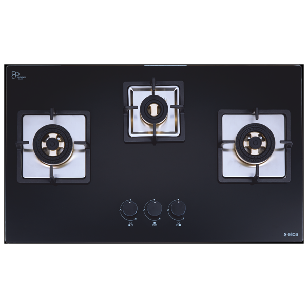 Elica IND FLEXI FB 375 DX DFS Glass Top 3 Burner Automatic Electric Hob (Cast Iron Grid, Black, INDFLEXIFB375DXDFS)