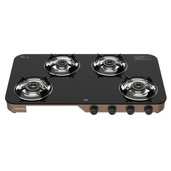 Butterfly Aeroline 4 Burner 3 Star Glass Top Gas Stove (4BAEROLINEGCT)