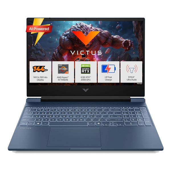HP Victus, AMD Ryzen 7 7445HS, 4GB RTX 2050, 16GB DDR5, 1TB SSD Gaming Laptop (HPVICTUSFB3197AXR7)