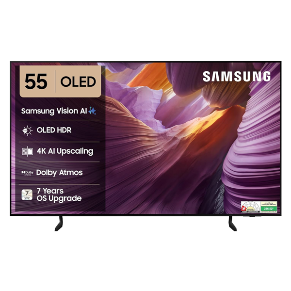 Samsung  140 cm (55 inch) OLED 4K Ultra HD Smart Tizen TV with AI Football Mode (QA55S85H)