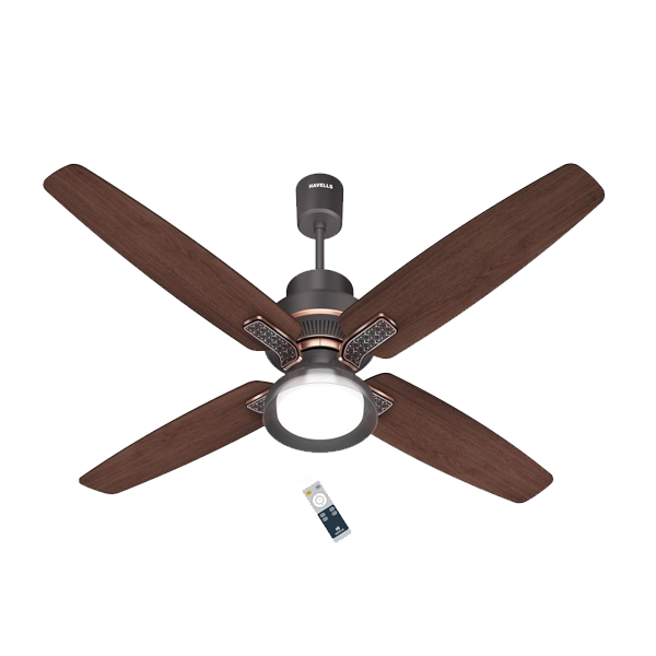 Havells 1320mm Albus Underlight Smartsense BLDC Ceiling Fan (5 Star, Remote Controlled, High Air Delivery Fan, Smoke Brown Wood, 52ALBUSULSMRTBLDC5S)