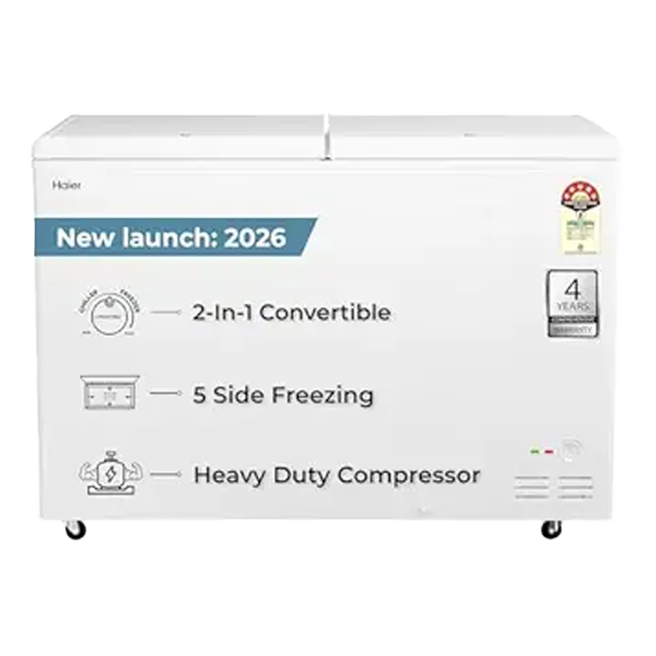 Haier 355 Ltr 5 Star Double door White Colour Convertible Hard top Deep Freezer (HFC355DPW5)