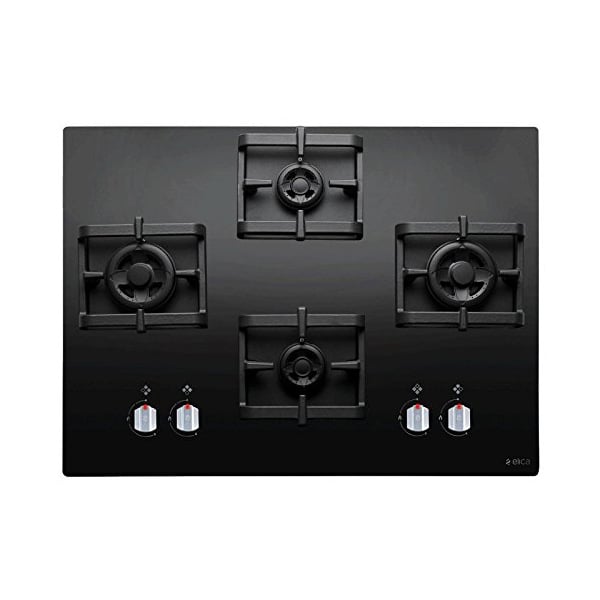 ELICA BUILT IN HOBS GAS STOVE with 2 Mini Ring Burner- Black Glass (FLEXIDXPRORF4BMT70)