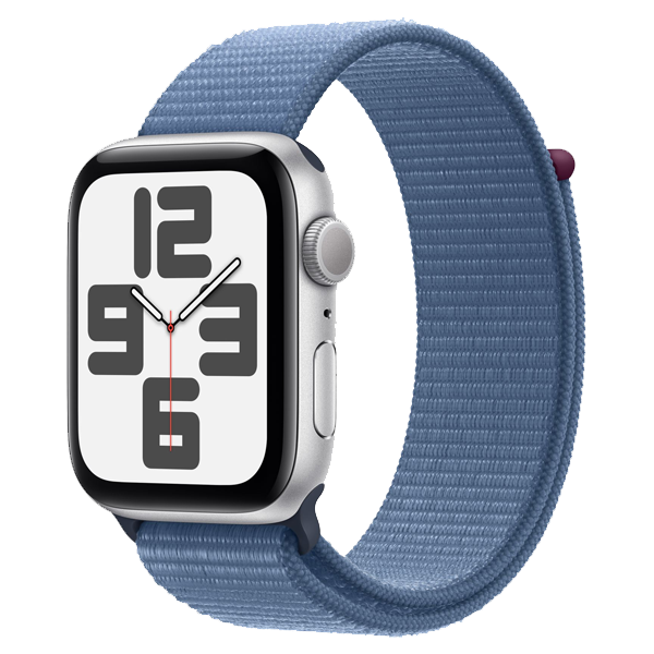 Apple Watch SE (44mm, GPS + Cellular) Silver Aluminium with Winter Blue Sport Loop (IWSECEL44MMSIALMRHM3)