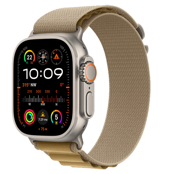 Apple Watch Ultra 2 [GPS + Cellular 49 mm] Smartwatch, Sports Watch with Natural Titanium Case with Tan Alpine Loop - L (IWU2CEL49NTRTIMX4H3)