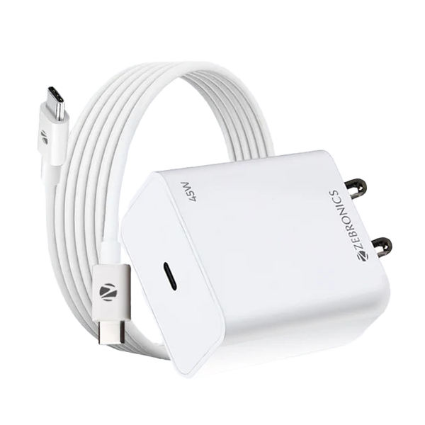 Zebronics MA204 Pro 45W Pd Adaptor PD WITH TYPE C TO C Charging Cable (ZEBMAMA204PRO45W)