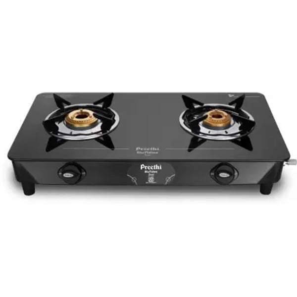 Preethi ISI approved Zeal 2 Burner Glass Top Gas Stove (ZEAL2B)