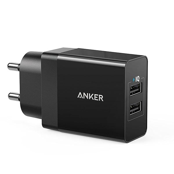 Anker 2-Port 24W USB Wall Charger PowerPort 2 with PowerIQ (AKAPCRPOWERPORT2HUB)